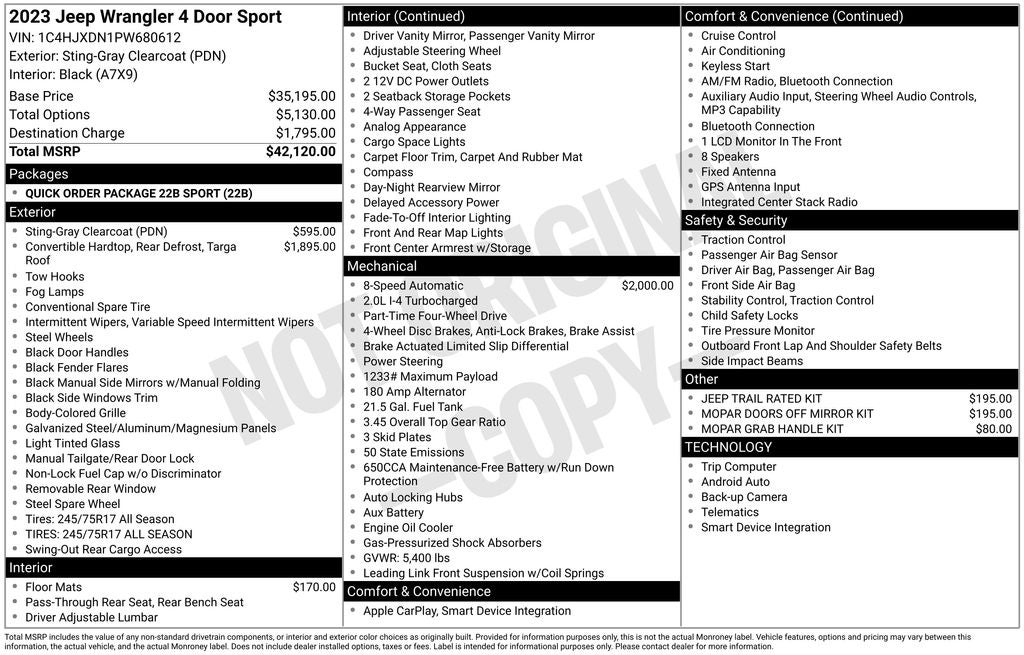 2023 Jeep Wrangler Sport