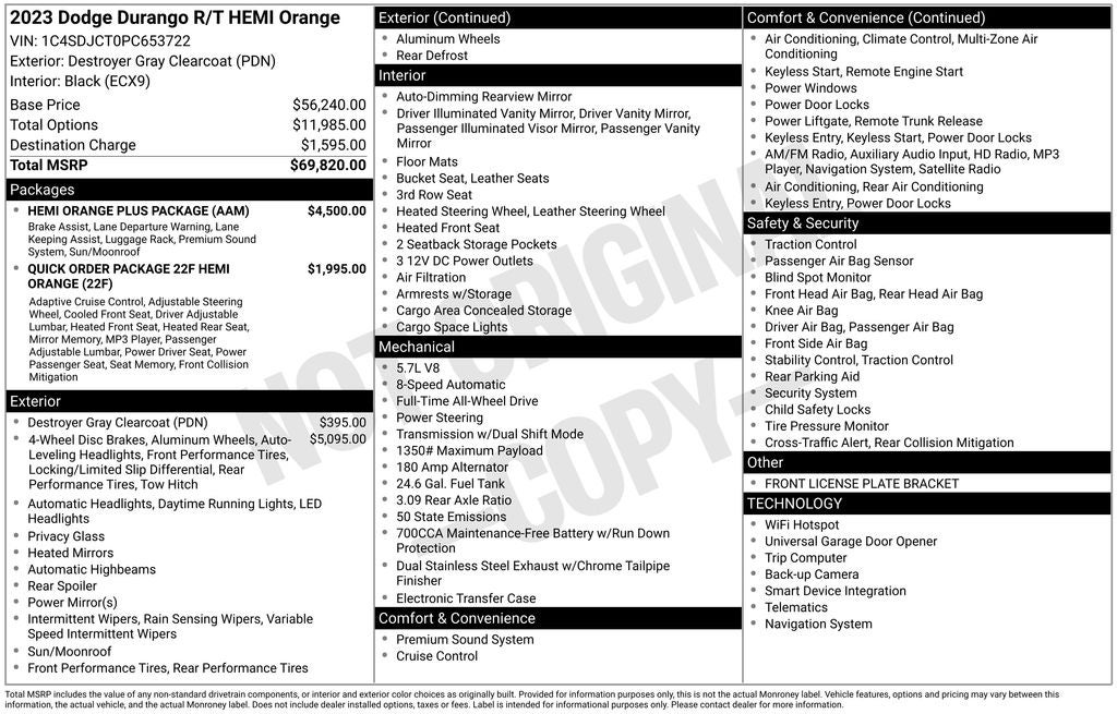 2023 Dodge Durango Orange Sport