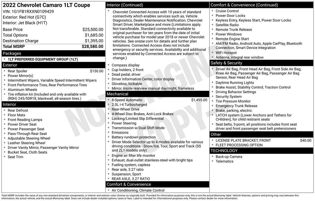 2022 Chevrolet Camaro 1LT