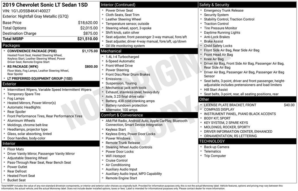 2019 Chevrolet Sonic LT