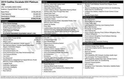 2019 Cadillac Escalade ESV Platinum Edition