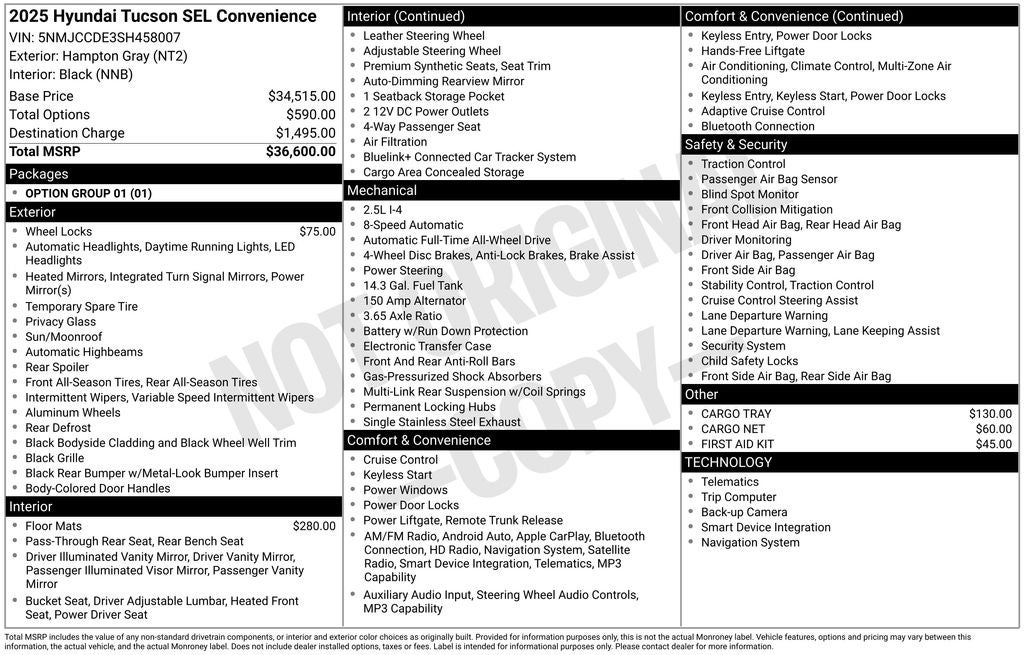 2025 Hyundai Tucson SEL Convenience