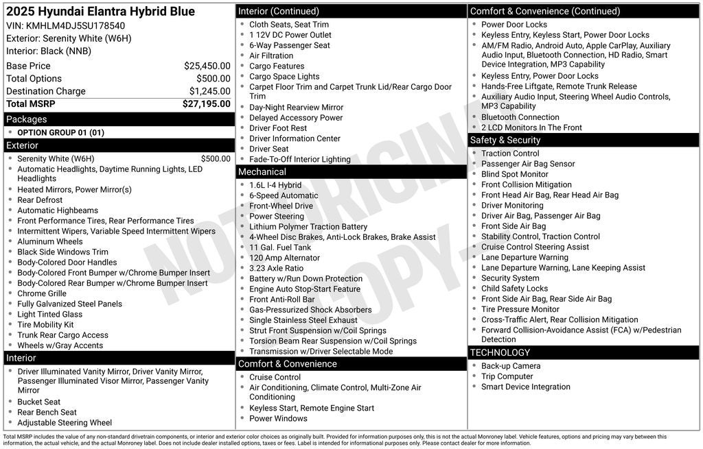 2025 Hyundai Elantra Hybrid Blue